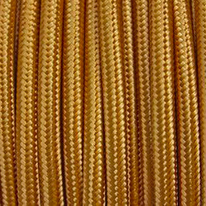 DC VOLTAGE 10m 2 Core  Gold Round Silk Braided Vintage Fabric Coloured Lighting Cable Flex 0.75mm
