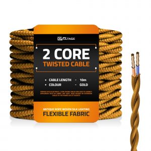 DC VOLTAGE 2 Core Twisted Vintage Fabric Electrical Cable Gold