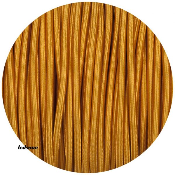 DC VOLTAGE 10m 2 Core  Gold Round Silk Braided Vintage Fabric Coloured Lighting Cable Flex 0.75mm