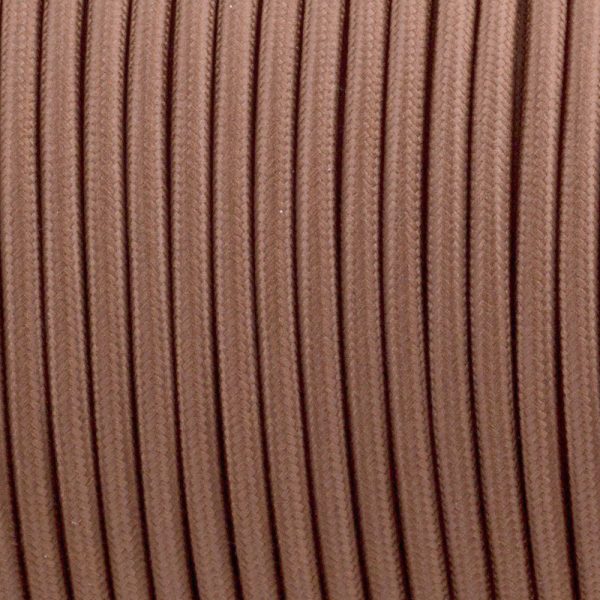 DC VOLTAGE 10m 2 Core Round 0.75mm Vintage Braided Light Brown Fabric Covered Light Flex