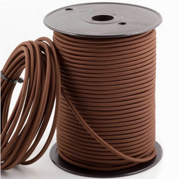 DC VOLTAGE 10m 2 Core Round 0.75mm Vintage Braided Light Brown Fabric Covered Light Flex