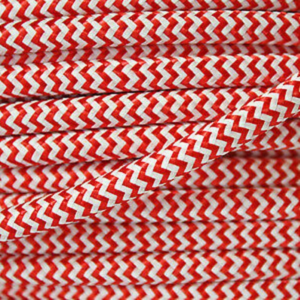 DC VOLTAGE 10M 2 Core 0.75mm Round Vintage Braided Red And White Fabric Covered lamp cords