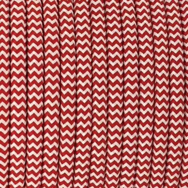 DC VOLTAGE 10M 2 Core 0.75mm Round Vintage Braided Red And White Fabric Covered lamp cords