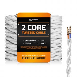 10m 2 Core Twisted Electric Cable White color fabric 0.75mm~4781