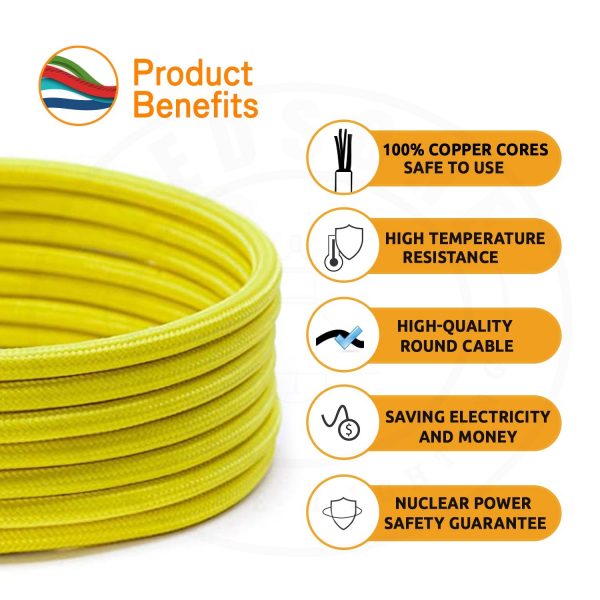 DC VOLTAGE 10m 2 Core Purple Flex Braided Round Fabric Cable