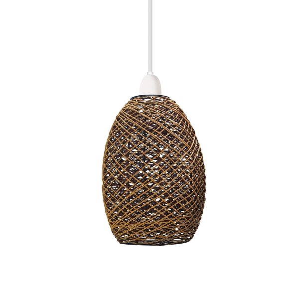 Easy Fit Lampshade Woven Design Rattan Ceiling Brown Light Shade~