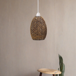 Easy Fit Lampshade Woven Design Rattan Ceiling Brown Light Shade~