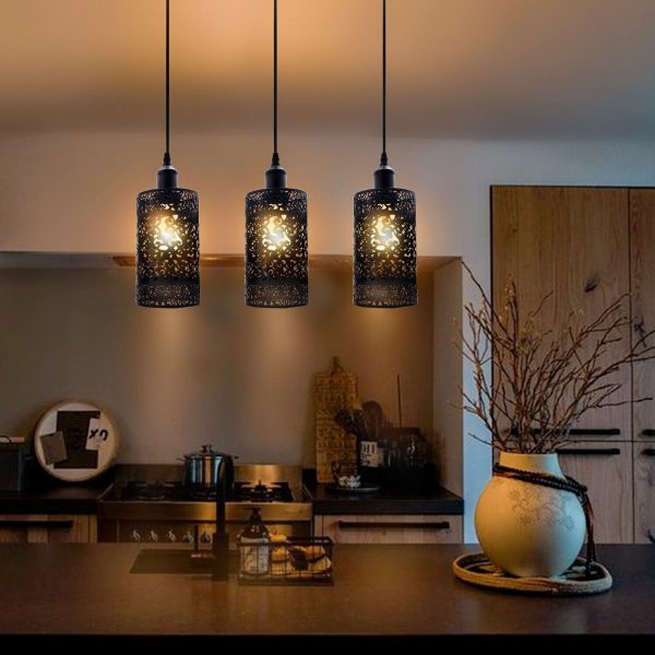 Industrial Modern 3 Way Retro Brushed Silver Cage Ceiling Hanging Pendant Shade E27~3757