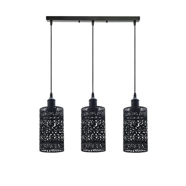 Industrial Modern 3 Way Retro Brushed Silver Cage Ceiling Hanging Pendant Shade E27~3757