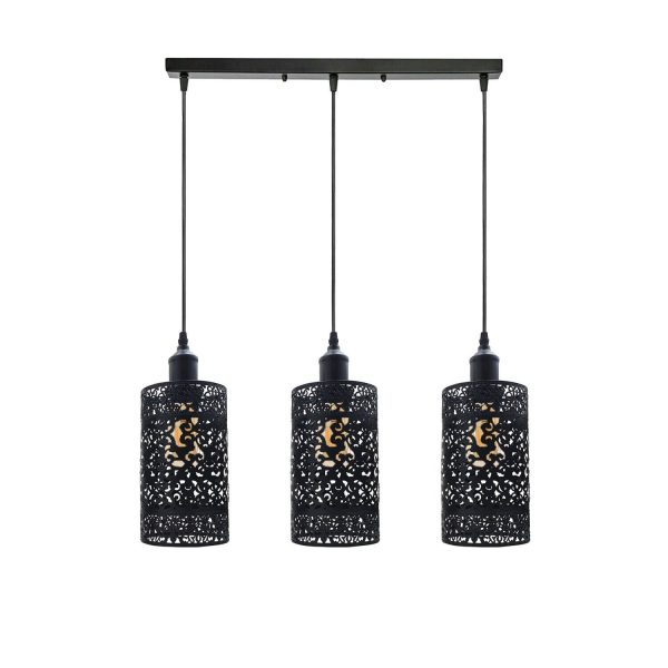 Industrial Modern 3 Way Retro Brushed Silver Cage Ceiling Hanging Pendant Shade E27~3757
