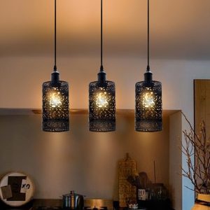 Industrial Modern 3 Way Retro Brushed Silver Cage Ceiling Hanging Pendant Shade E27~3757