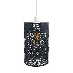 Black Easy Fit Black Drum Lampshade Metal Pendant Light Shade