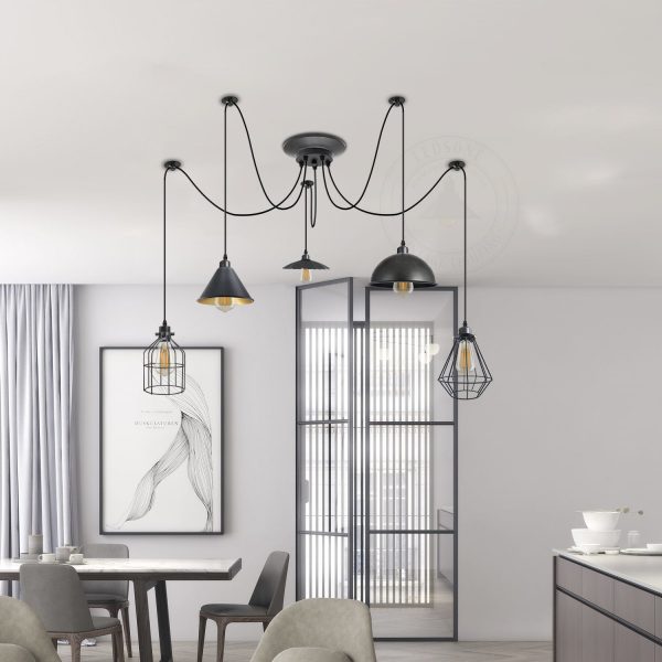 DC VOLTAGE 5 Heads Ceiling Spider Light E27 Holder Fitting Light Pendant Lamp