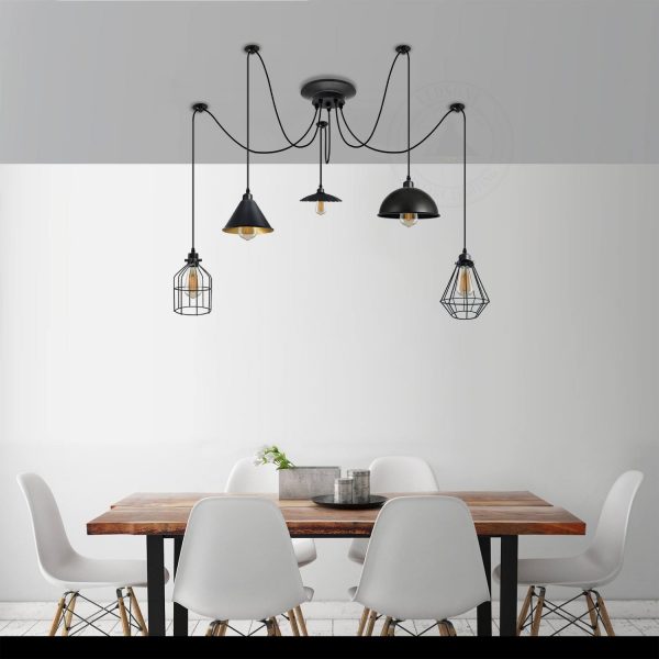DC VOLTAGE 5 Heads Ceiling Spider Light E27 Holder Fitting Light Pendant Lamp