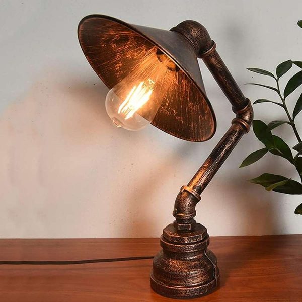 Vintage Industrial Rustic Retro Style Table Lamps Pipe Light Steampunk Desk ~ 3362