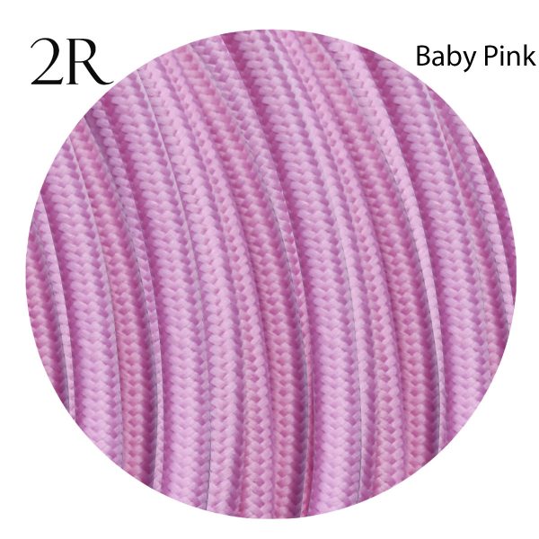 DC VOLTAGE 2 core Round Colour braided lighting Fabric Baby Pink Cable