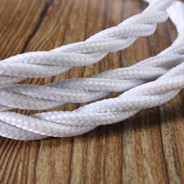 3-Core 0.75mm Twisted Vintage Braided Cable White