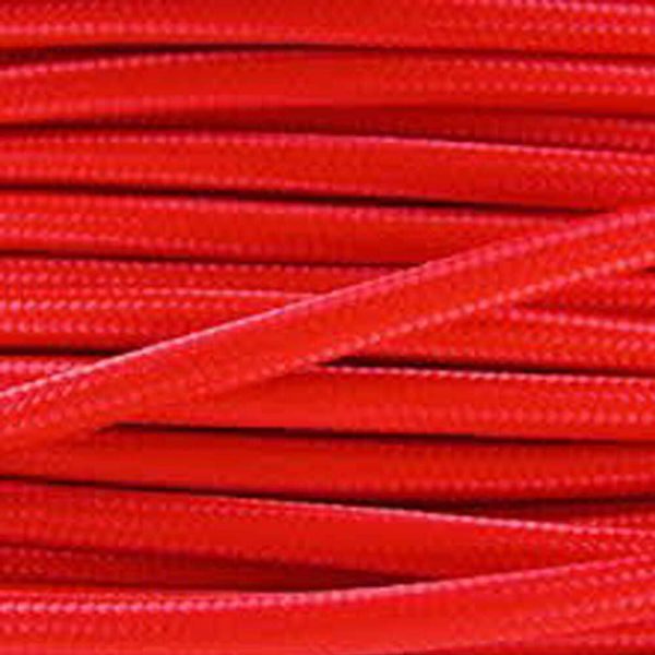 2 core Round Vintage Braided Fabric Red coloured Cable Flex 0.75mm