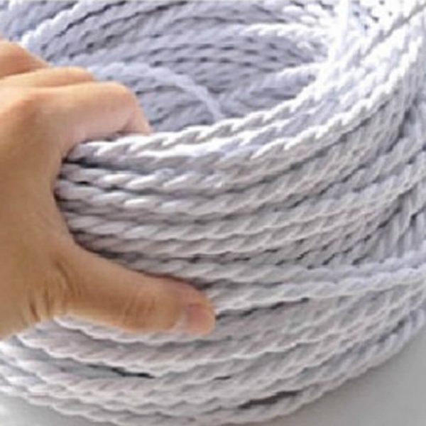 3-Core 0.75mm Twisted Vintage Braided Cable White