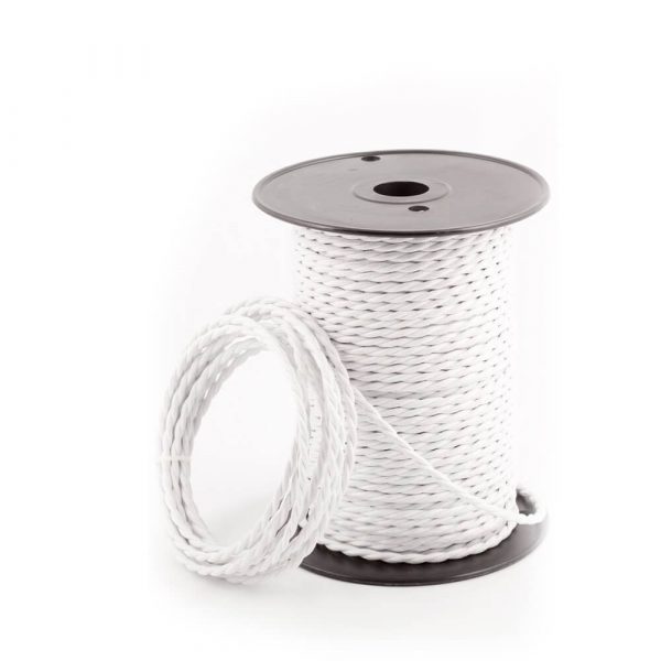 3-Core 0.75mm Twisted Vintage Braided Cable White