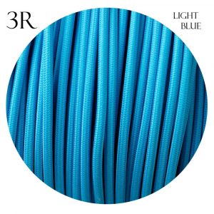 3 Core Round Light Blue Vintage Italian Braided Fabric Cable Flex 0.75mm UK