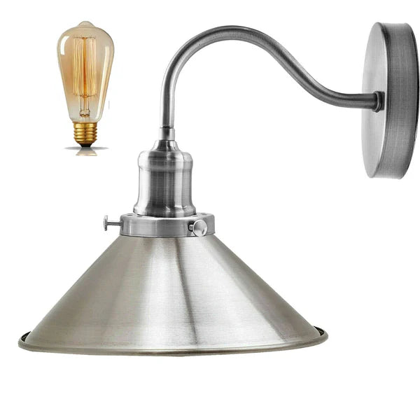 Swan Neck Wall Lights Indoor Metal Cone Shade ~3695