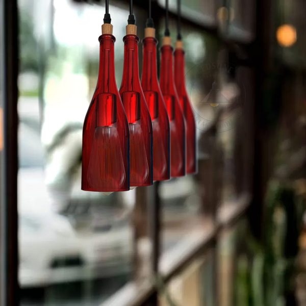 Classic Cluster Pendant Light with Wine Bottle Glass Shades