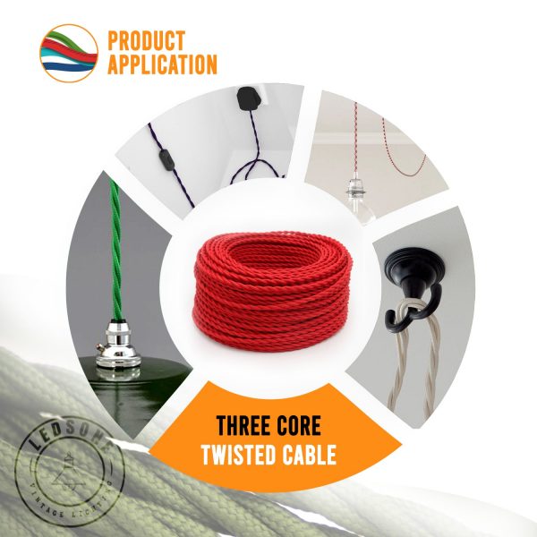 3-Core 0.75mm Twisted Vintage Braided Cable White