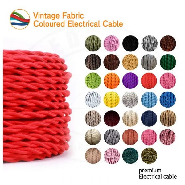 Vintage Fabric Lighting Cable Braided Flex 0.75mm