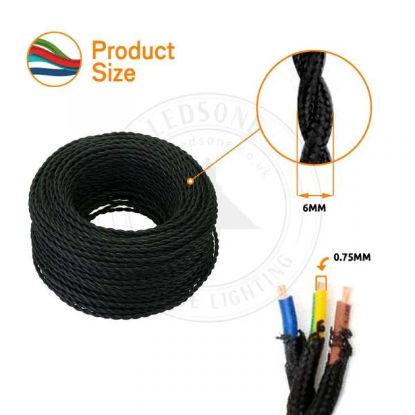 Vintage Fabric Lighting Cable Braided Flex 0.75mm