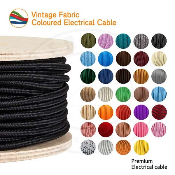 3 Core 0.75mm Round Vintage Lighting Cable Gold