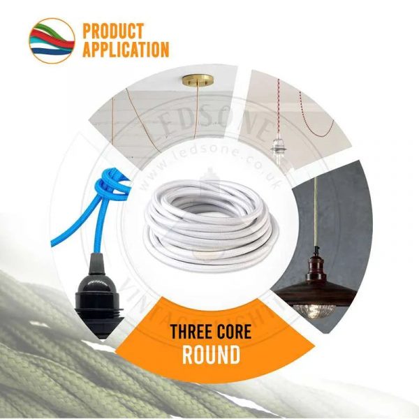 3 Core 0.75mm Round Vintage Lighting Cable Gold