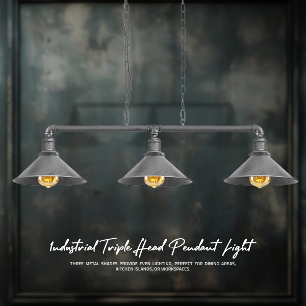 Industrial Retro Metal Suspended Shade Pipe Pendant Light~2408