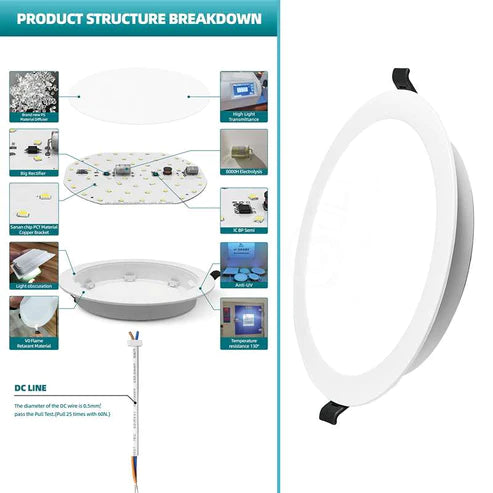 Warm White Modern LED Recessed Ceiling Round Panel DownLight