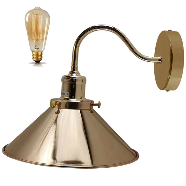 Swan Neck Wall Lights Indoor Metal Cone Shade ~3695