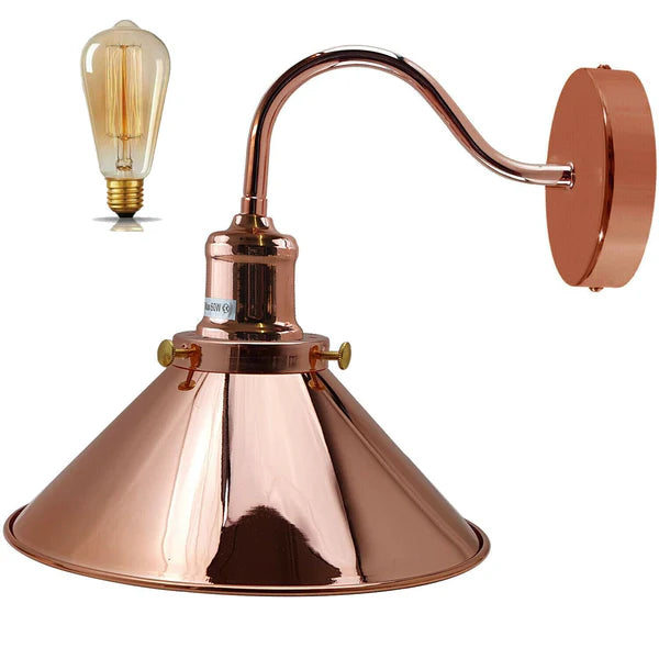 Swan Neck Wall Lights Indoor Metal Cone Shade ~3695