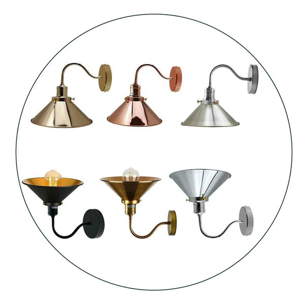 Swan Neck Wall Lights Indoor Metal Cone Shade ~3695