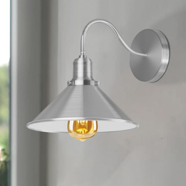 Swan Neck Wall Lights Indoor Metal Cone Shade ~3695
