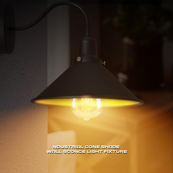Swan Neck Wall Lights Indoor Metal Cone Shade ~3695