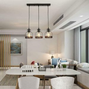 3 metal wire cage industrial Three head pendant light
