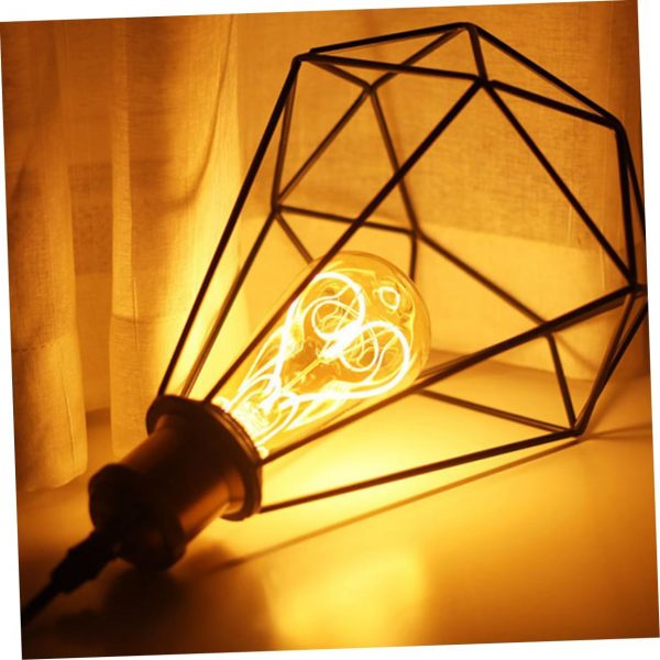 Vintage Geometric Diamond Cage Pendant Shade Ceiling Light Lampshade Black Metal Wire Frame Cages