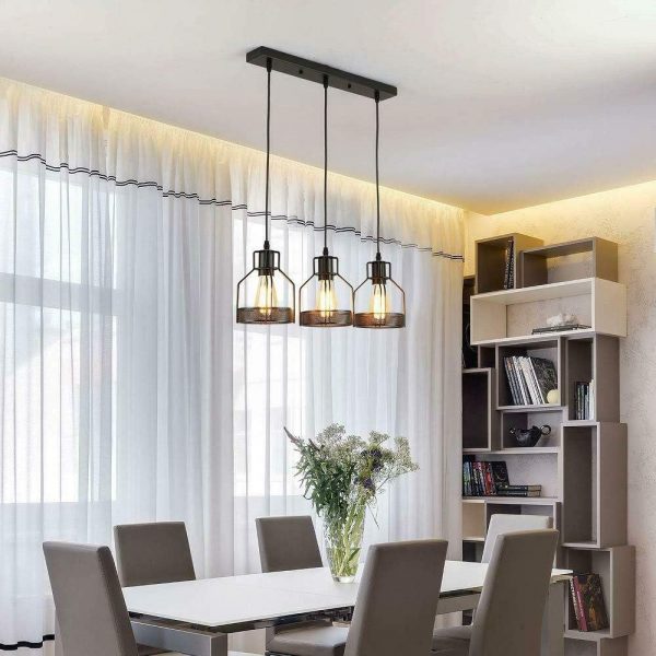 3 metal wire cage industrial Three head pendant light