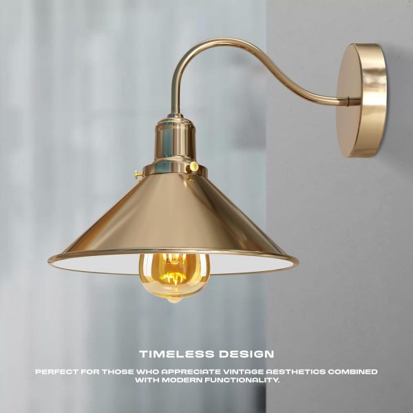 Swan Neck Wall Lights Indoor Metal Cone Shade ~3695