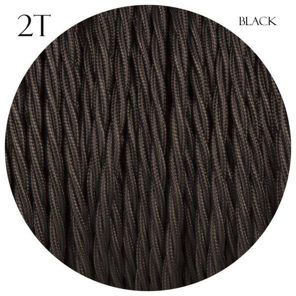 2 Core Twisted Electric Cable covered Black color fabric 0.75mm