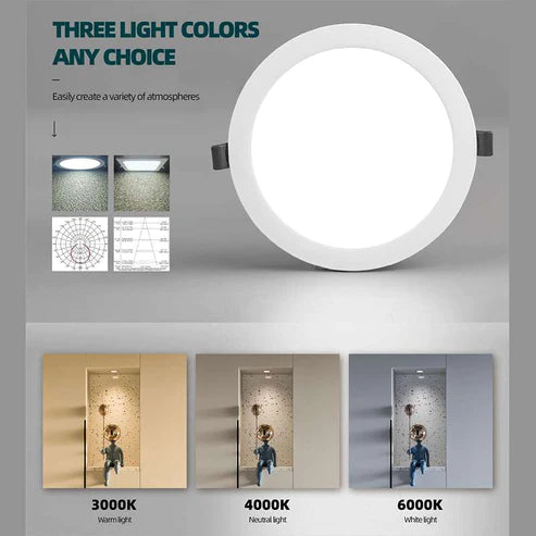 Warm White Modern LED Recessed Ceiling Round Panel DownLight