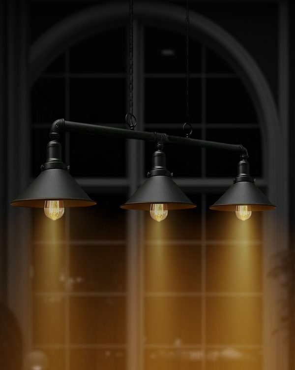 Industrial Retro Metal Suspended Shade Pipe Pendant Light~2408
