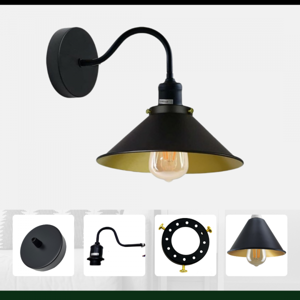 Swan Neck Wall Lights Indoor Metal Cone Shade ~3695