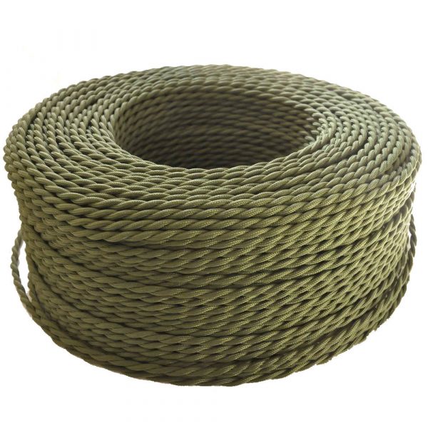 3 Core Twisted  Fabric Braided Cable Army Green~1006