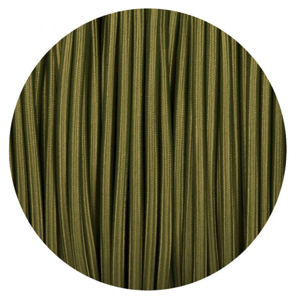 DC VOLTAGE Vintage Army Green Fabric 2 Core Round Italian Braided Cable 0.75mm