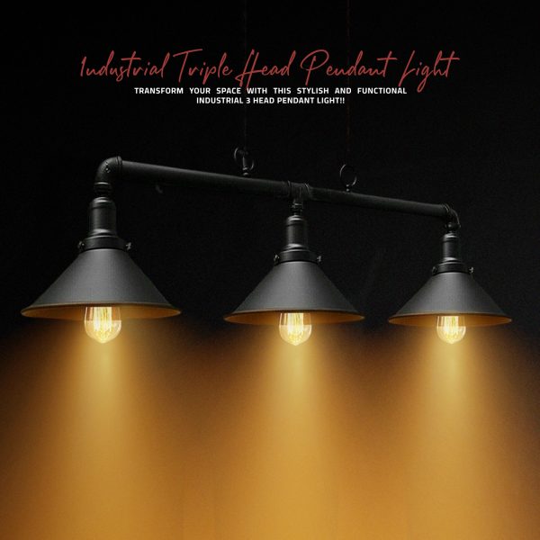 Industrial Retro Metal Suspended Shade Pipe Pendant Light~2408